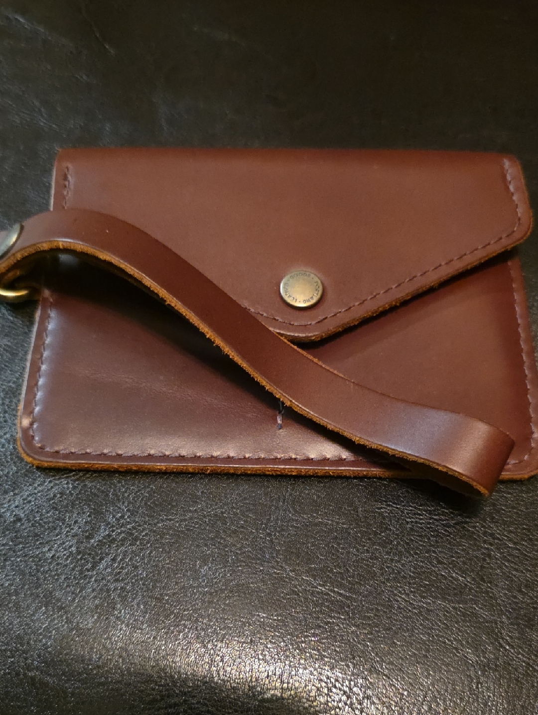 Portland Leather Wristlet PassportCard Holder  Cognac